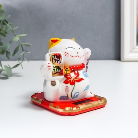 Pendulum ceramics "manei-nako with flower" from solar batteries 10x8.3x9.7 cm-1