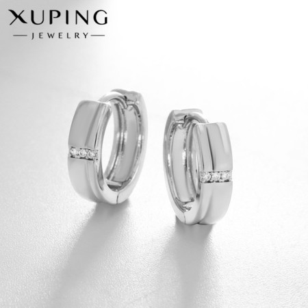 Cooping earrings Xuping Circle Perfection, white color in silver, D = 1.5 cm