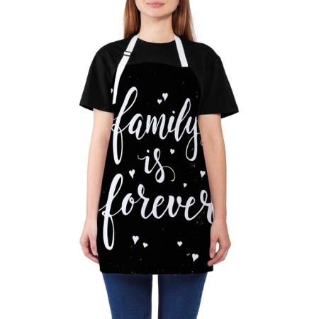 Apron of a kitchen with a photo print "Family", adjustable, size OS