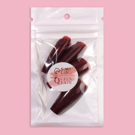 Patch nails, 24 pcs, ballerina shape, burgundy color-5