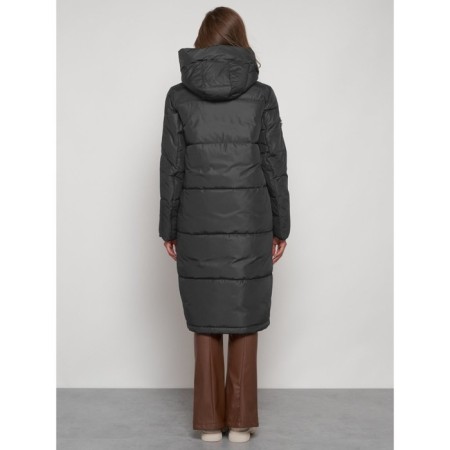 Coat insulated winter female, size 44, dark gray color-3