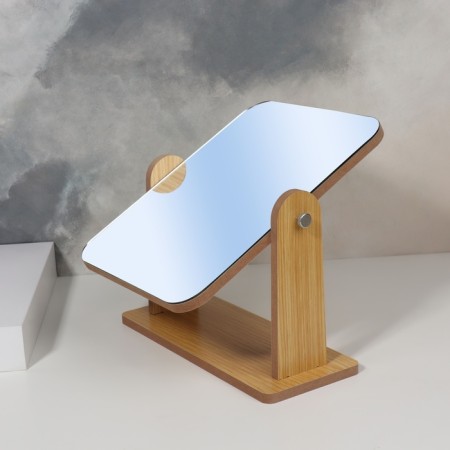 Desktop mirror, mirror surface 17 x 22 cm, beige color-3
