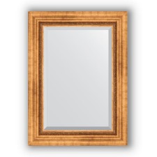 Mirror with fatset in the baguette frame - Roman gold 88 mm, 56 x 76 cm, Evoform