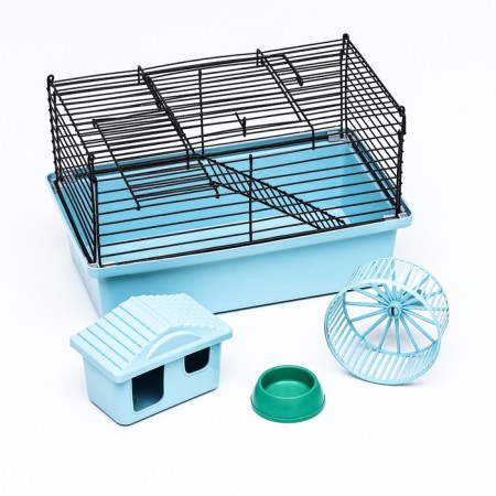 Mini cell for rodents "Pijon" No. 2, equipped, 27 x 15 x 16 cm, turquoise-20