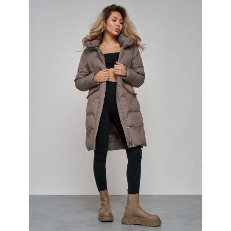 Coat insulated winter female, size 52, brown color-21