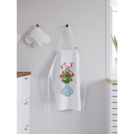 Apron kitchen with a photo print "Flowers in a vase", adjustable, size OS-1