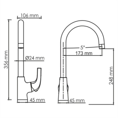Kitchen mixer Wasserkraft Sauer 7107, single -leaf, pour length 173 mm, gold-5