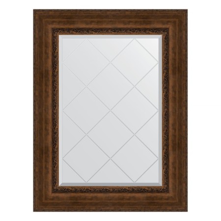 Mirror with engraving in the baguette frame, aged bronze with an ornament of 120 mm, 72x95 cm