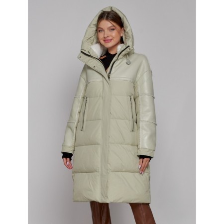 Coat insulated winter female, size 44, color light green-4