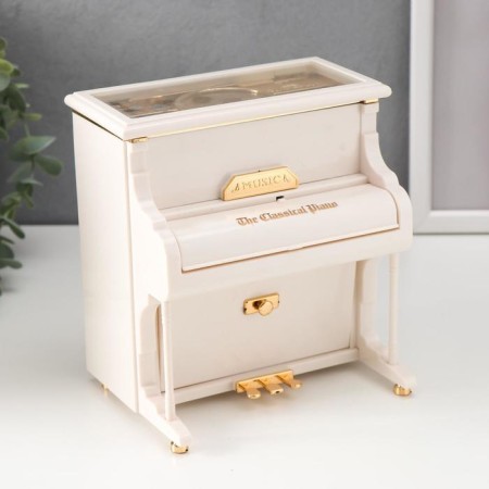 Musical mechanical musical "White piano" 16x14.5x11 cm
