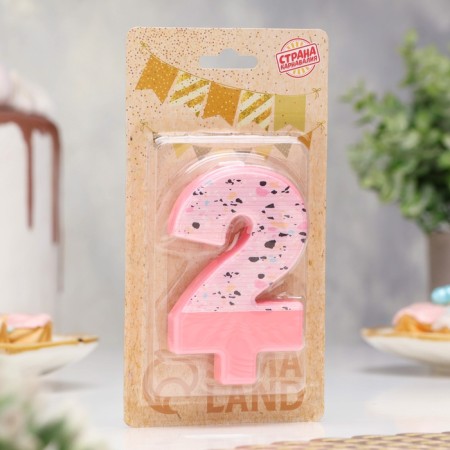 Candle for the Mosaika cake, number "2", pink-1