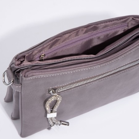 Bag Cross-Bodi with a zipper, gray color-6