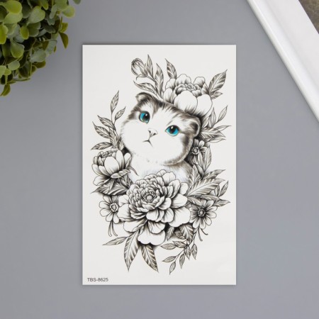 Tattoo on the body color "Vyserogye cat" 12x19 cm