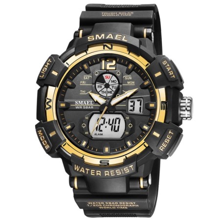 Watch is electronic watch, with an alarm clock, D-5.3 cm, strap L-26 cm, 5 atm, black