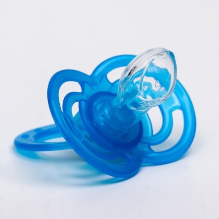 Nipple - orthodontic dummy, silicone, +6 months, “bow” with a cap, blue color-2