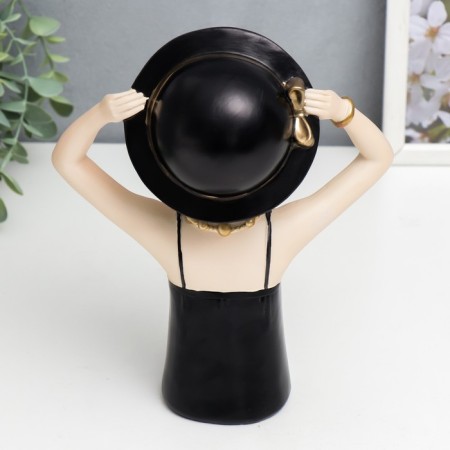 Souvenir Polystone "Girl in a black dress and hat, with beads" 23x9.5x18.5 cm-2