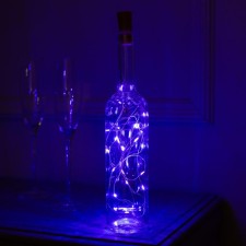 Garland “thread” 2 m dew with a cork, IP20, silver thread, 20 LED, purple glow, lr44x3