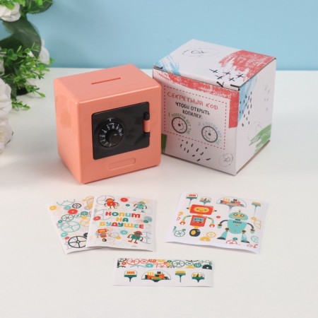 Piggy bank Plastic "safe. Robots" 8.5x6x8.5cm-8