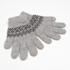 Women's gloves from Mongolian wool, gray color/pattern, size 6.5-7.5