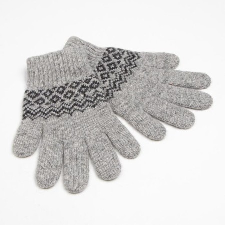 Women's gloves from Mongolian wool, gray color/pattern, size 6.5-7.5