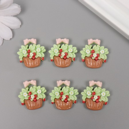 Decor for creativity plastic "Basket with flowers" set 6 Sh 2.5x2.4x0.8 cm-2