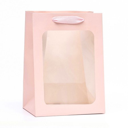 Gift package, with a window, 25 x 18 x 13 cm, pink-1