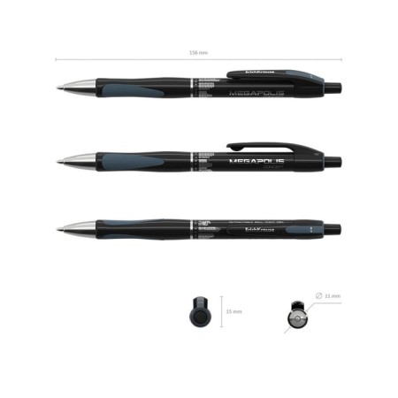 Handle Automatic MEGAPOLIS Concept, rubber emphasis, node 0.7 mm, black ink, letter line length 1000 meters-2