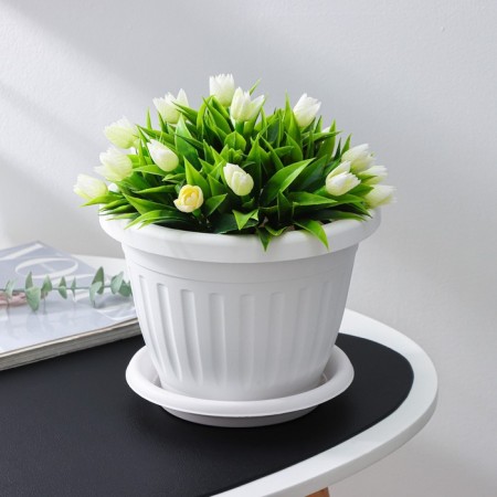 Pot for flowers with the Sylver Eco Podon, 2.6 l, d = 20 cm, white color