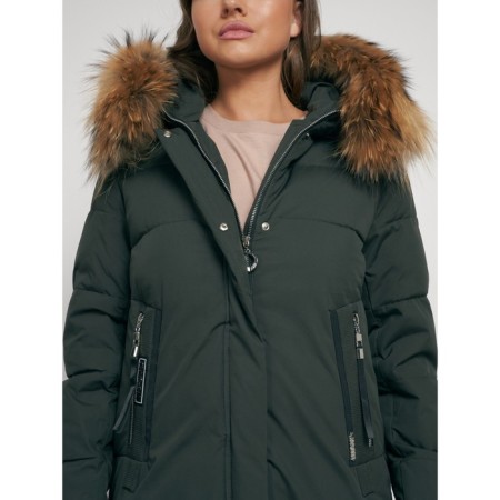 Coat insulated winter female, size 46, dark green color-10