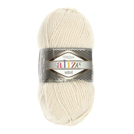Yarn "Superlana Midi" 25% wool, 75% acrylic 170m/100g (599 ivory)