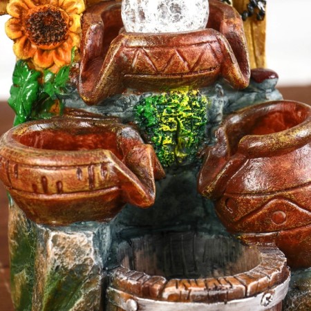Fountain "Pugs and Sunflowers" 14x14x20 cm (with backlight)-1