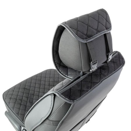 Frame caps for the front seats Car Performance, 2 pcs, alcantara, rhombus, cheese-3