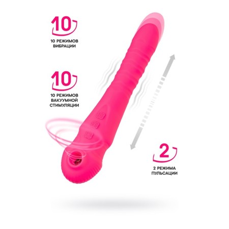 Jos Cotox vibrator with vacuum stimulation, 23 cm, silicone, pink color