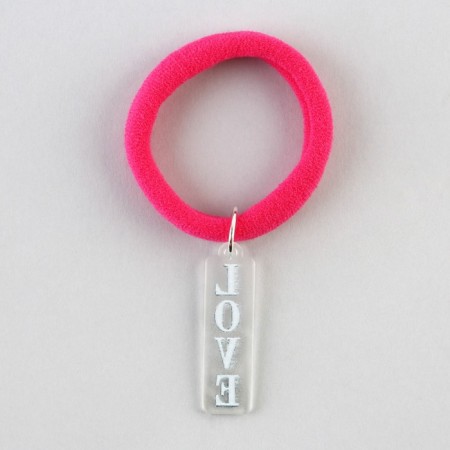Hair elastic band with acrylic additional by element "Love", 4 cm-1