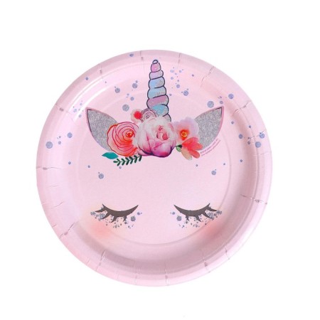 A set of paper dishes is a one -time muzzle unicorn ”, 6 plates, 6 glasses-3