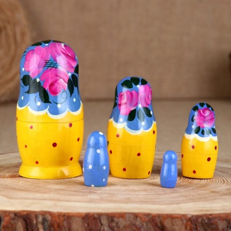 Nesting doll "Yellow Dress", 5 puppet, 11 cm-1