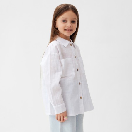 Рубашка для девочки KAFTAN Linen, р.28 (86-92см) белый-2