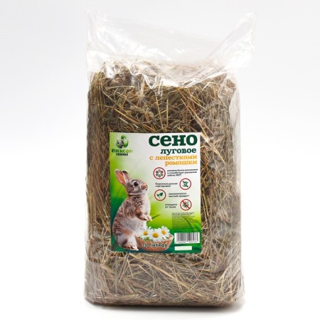 Lugovo's hay "Pigger" chamomile petals, for rodents, 20 l, 500 g-4