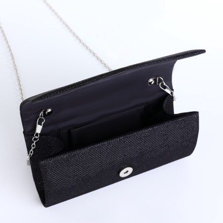 Female bag, valve department, long chain, black color-7