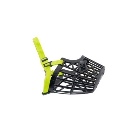 Plastic muzzle No. 7, 35cm (Newfoundland), black with bright lemon ribbons