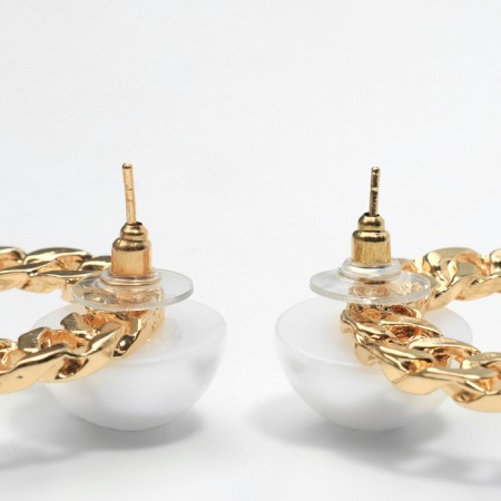 Earrings with pearls "abstraction" chain, color gold-2