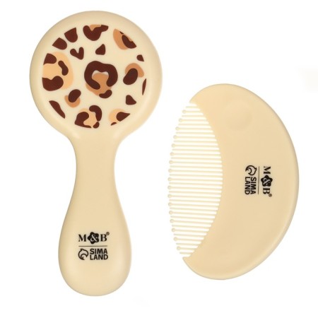 Leopard hair care set (brush+ comb), beige color
