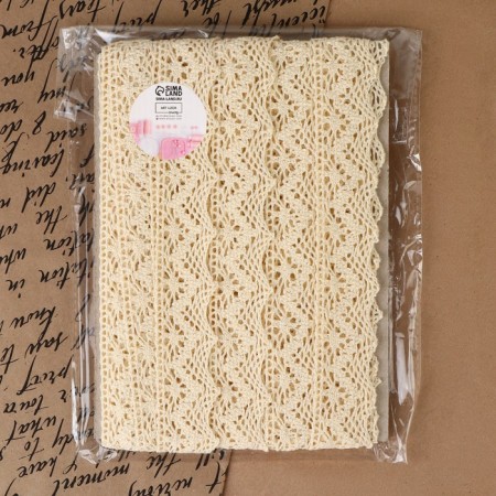 Knitted lace, 32 mm × 10 ± 1 m, beige color-3