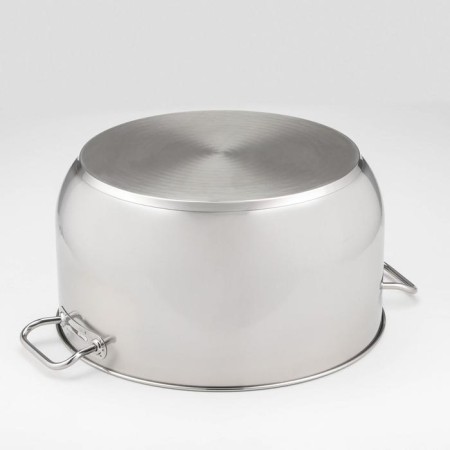 The pan is whole, 35 l, d = 45 cm, the capsule bottom, with a heat distribution layer, a metal cover-2