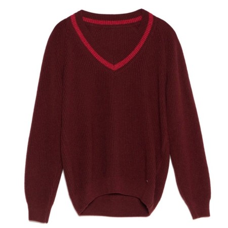 Women's Pulover from the Italian yarn CONTE Elegant, Size S, Burgundy color-3