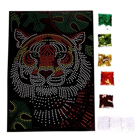 Set for creativity. Application with sequins with an adhesive layer "Tiger" 30 × 45 cm-6