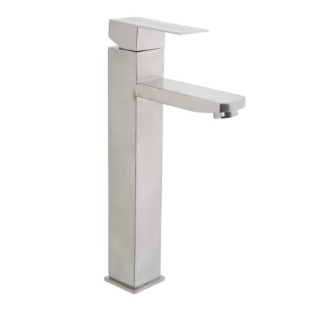 Sink mixer Zein ZS-4, high, square, cartridge 35 mm, stainvated. Steel, satin
