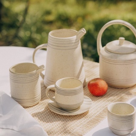 Tea couple ceramic SL Home "Raisia", 2 items: a cup 230 ml, a saucer d = 12.5 cm, beige color-4