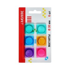 Magnets for boards 30 mm, 6 pieces, Devente Square, mix x 4 colors, cardboard box