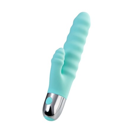 A relief vibrator with clitoral stimulation Flovetta Flax, silicone, mint, 17.5 cm-1
